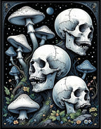 Whimsical Skull Mushroom Forest Rug