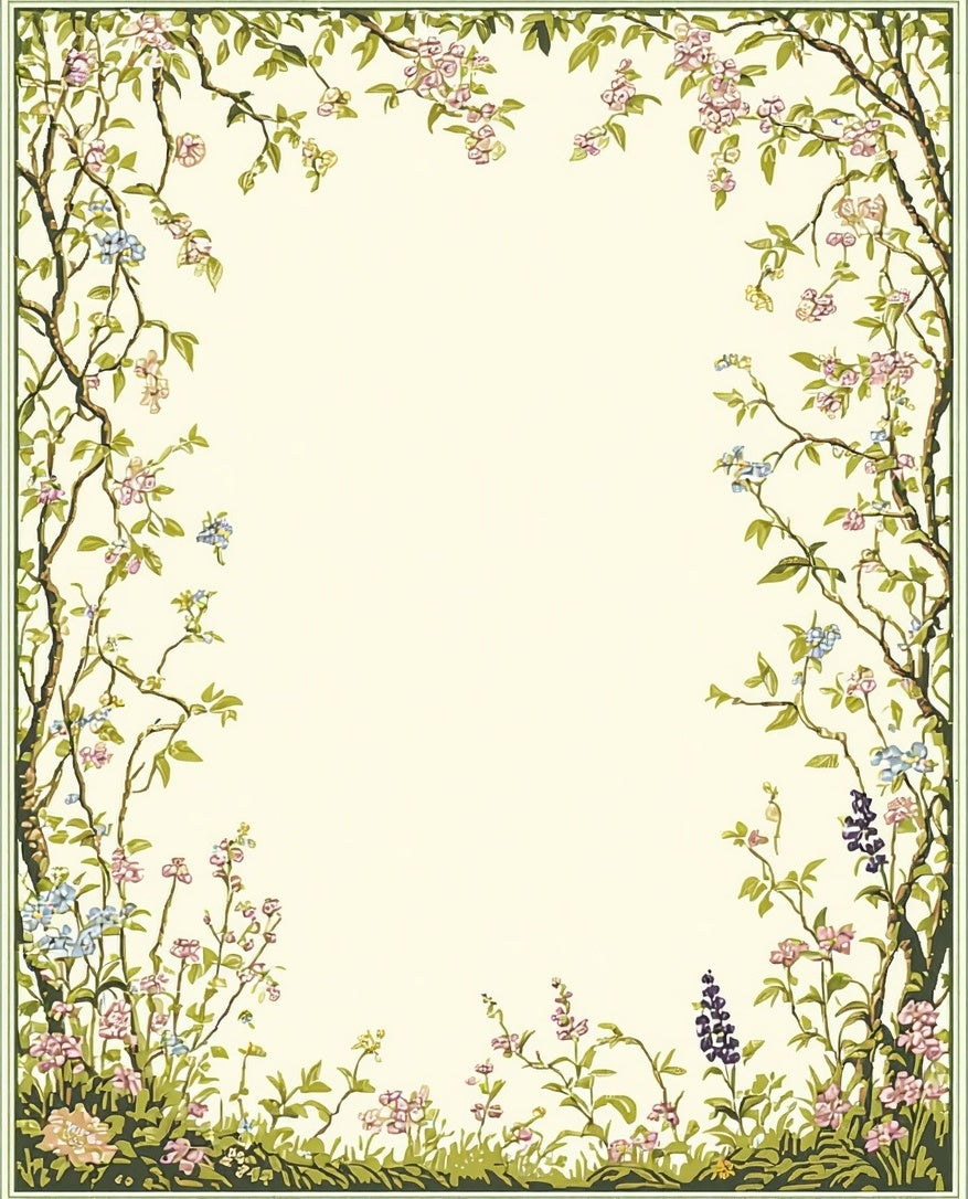 Vintage Floral Branches and Leaves Rug
