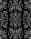 Intricate Floral Mandala Pattern Black White Rug