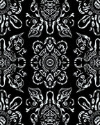 Intricate Floral Mandala Pattern Black White Rug