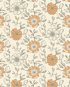 Cream Floral Line Art Pattern Rug