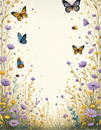 Whimsical Butterflies 2 Flowers Meadow Design Rug