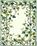 Vine and Leaf Botanical Framed Design Rug