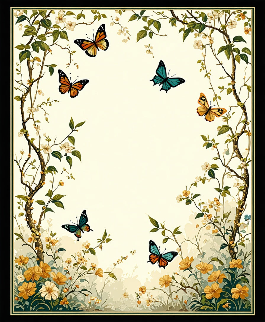 Whimsical Butterflies Blossom Nature Design Rug