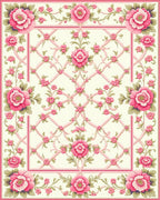 Pink Floral Ribbon Lattice Rug