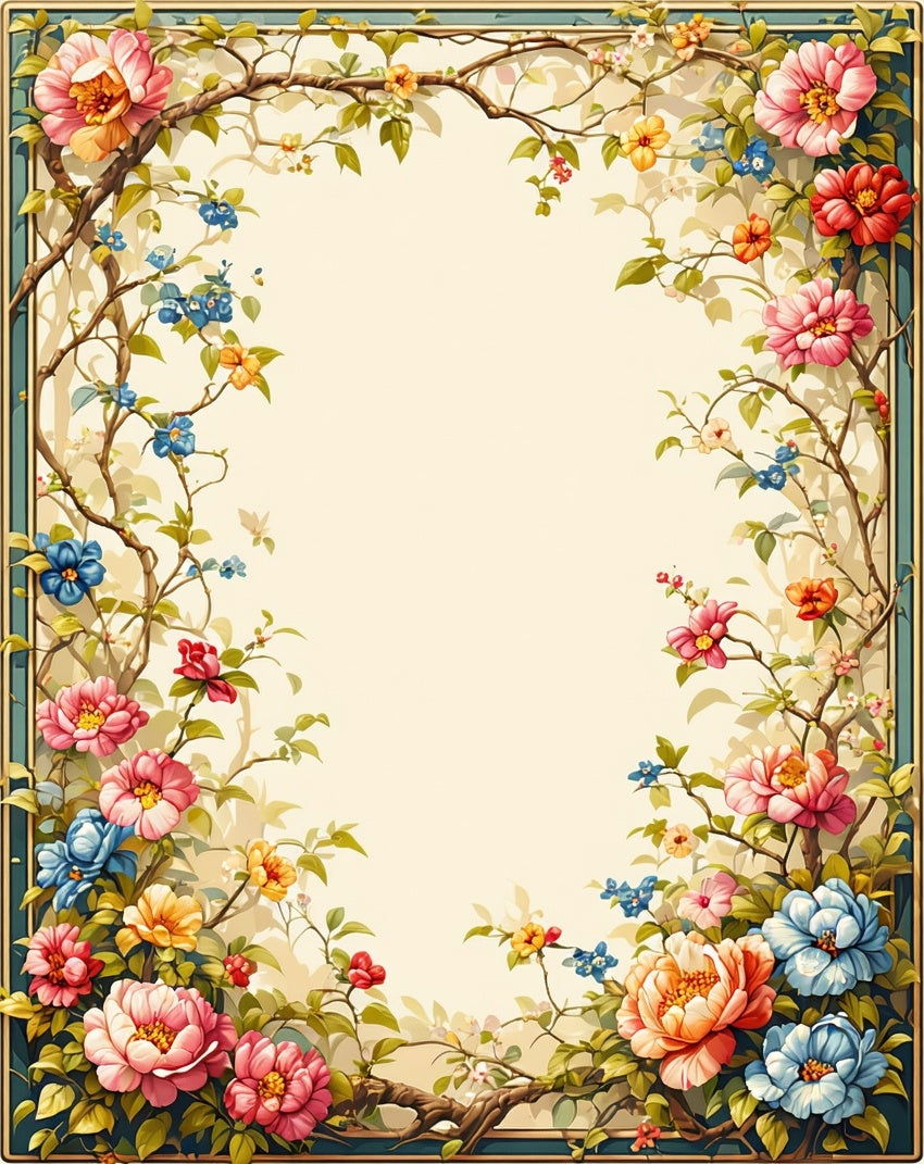 Vibrant Floral Vine Pattern Rug