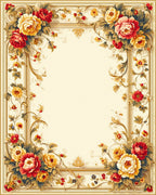 Ornate Floral Scrollwork With Romantic Blooms Rug