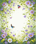 Whimsical Floral Butterfly Garden Design Rug