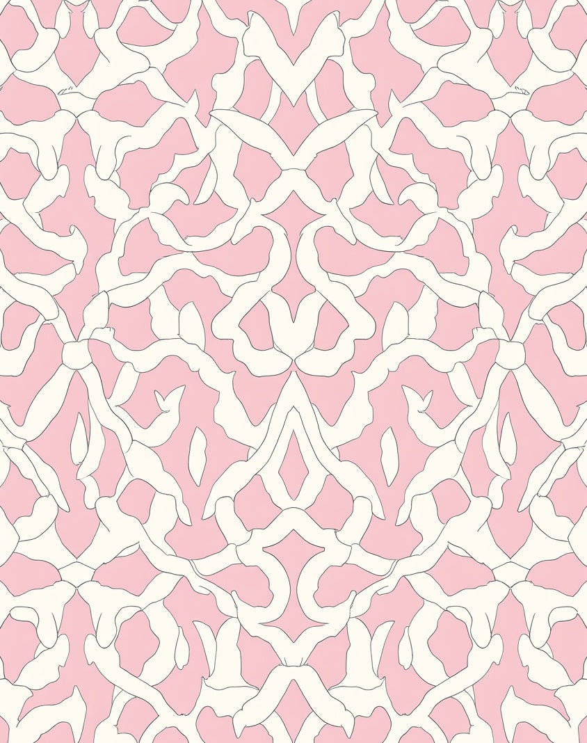 Pink Cream Abstract Organic Pattern Rug
