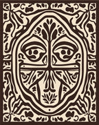 Bold Tribal Style Face Pattern Rug