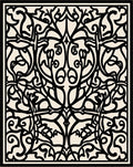 Intricate Black Botanical Nature Scroll Design Rug