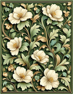 Elegant Off White Floral Vine Pattern Rug