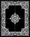 Ornate Floral Scrollwork Black White Rug