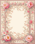 Soft Pink Beige Floral Frame Rug