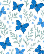 Blue Butterfly And Floral Branches Rug
