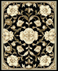 Elegant Floral Scrollwork Black Cream Rug