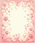 Ornate Pink Floral Vines Border Rug