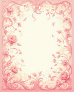 Ornate Pink Floral Vines Border Rug