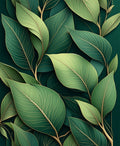 Lush Green Leaf Vein Pattern Rug