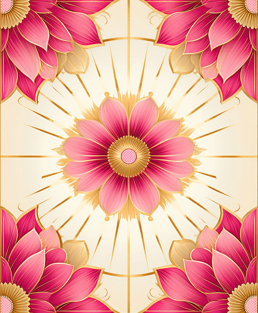 Ornate Floral Sunburst Pattern Rug