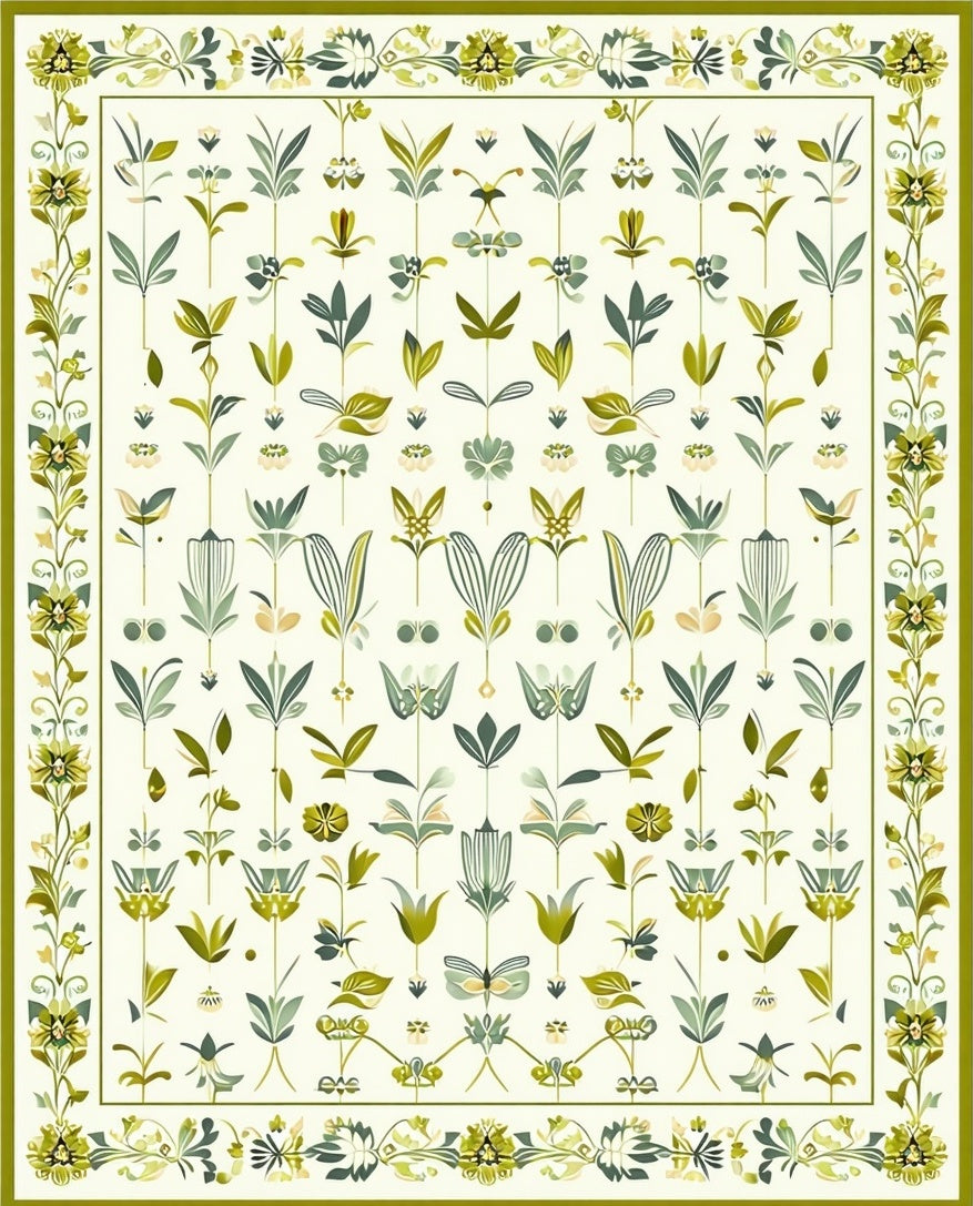 Stylized Botanical Garden Design Rug