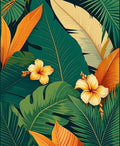 Tropical Floral Leaf Pattern Design Rug