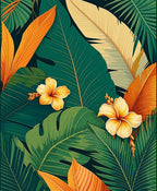 Tropical Floral Leaf Pattern Design Rug