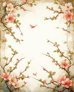Blossoming Branches with Birds Design Rug