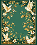 Elegant White Birds Floral Scrolls Design Rug