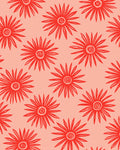 Red Sunburst Floral Pattern Rug