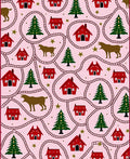 Rustic Red Houses Green Trees Dog Stars Rug