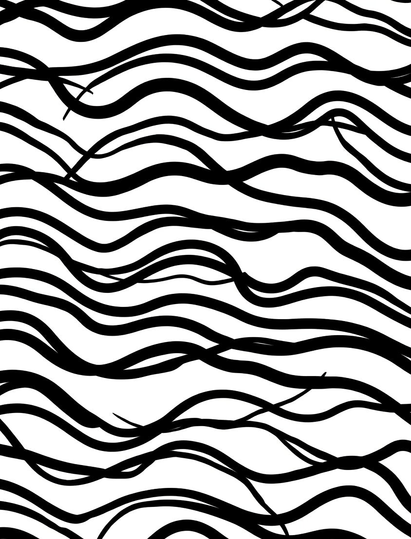 Black White Wavy Stripe Pattern Rug