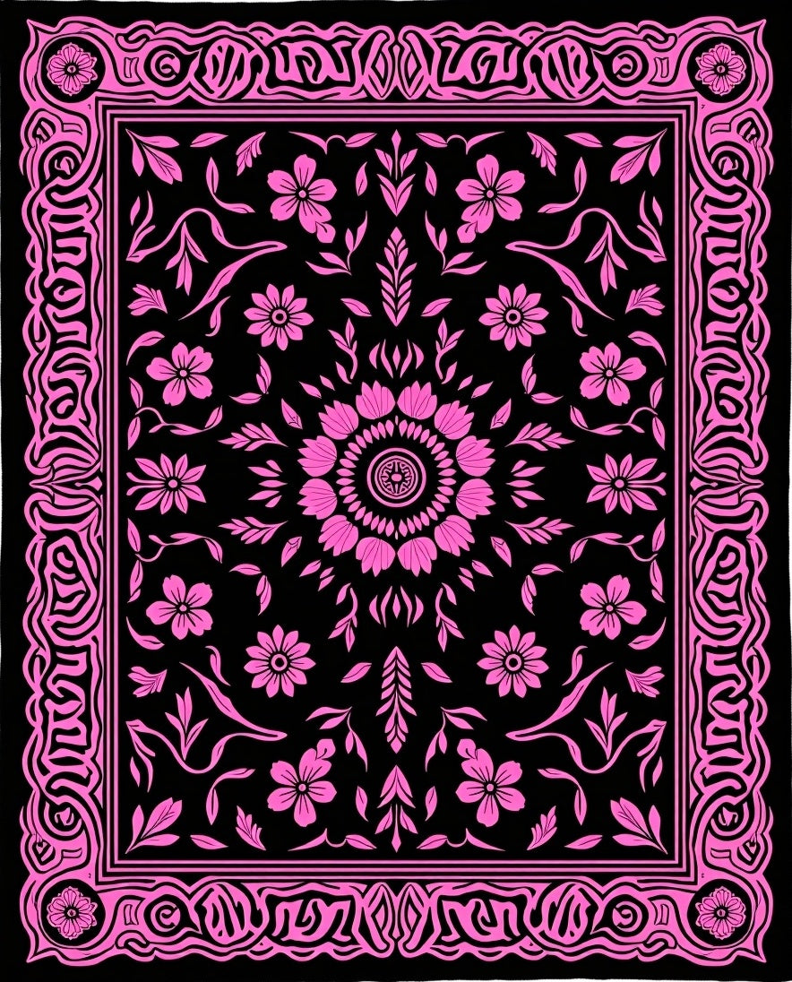 Elaborate Floral Mandala Pattern Rug