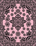 Black Floral Mandala Pattern Pink Rug