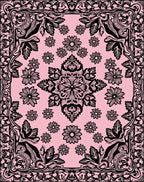 Black Floral Mandala Pattern Pink Rug