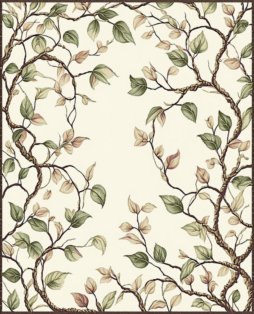 Vining Botanical Patterned Art Rug