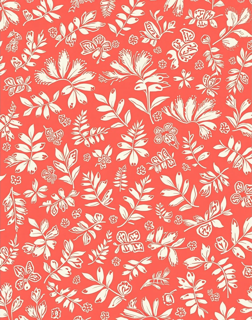 Coral Garden Floral Pattern Rug