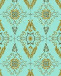Intricate Gold Floral Damask Pattern Rug