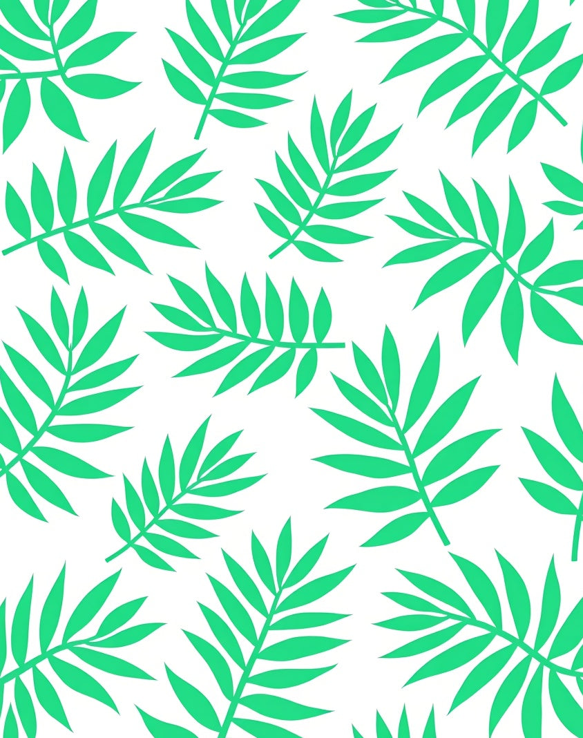 Green Leafy Tropical Pattern Rug