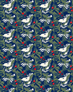 White Birds Red Berry Evergreen Trail Rug