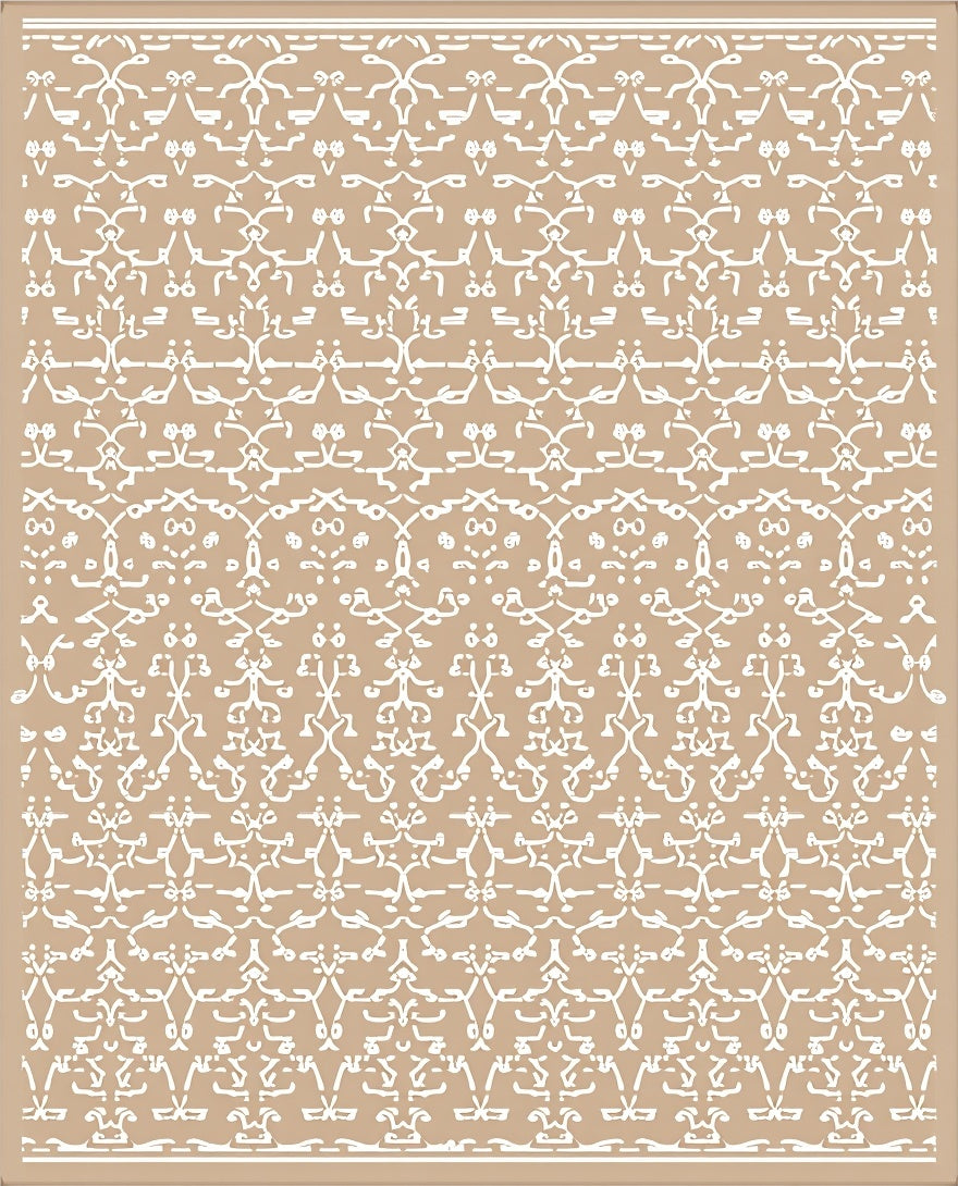 Chic Tan White Damask Pattern Rug
