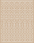Chic Tan White Damask Pattern Rug
