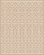 Chic Tan White Damask Pattern Rug
