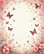 Pink Butterfly Floral Garden Design Rug