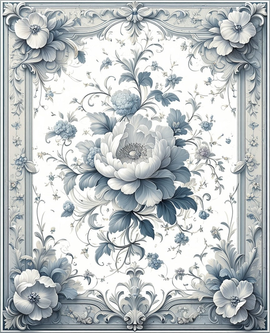 Elegant Floral Scrollwork Pattern Rug
