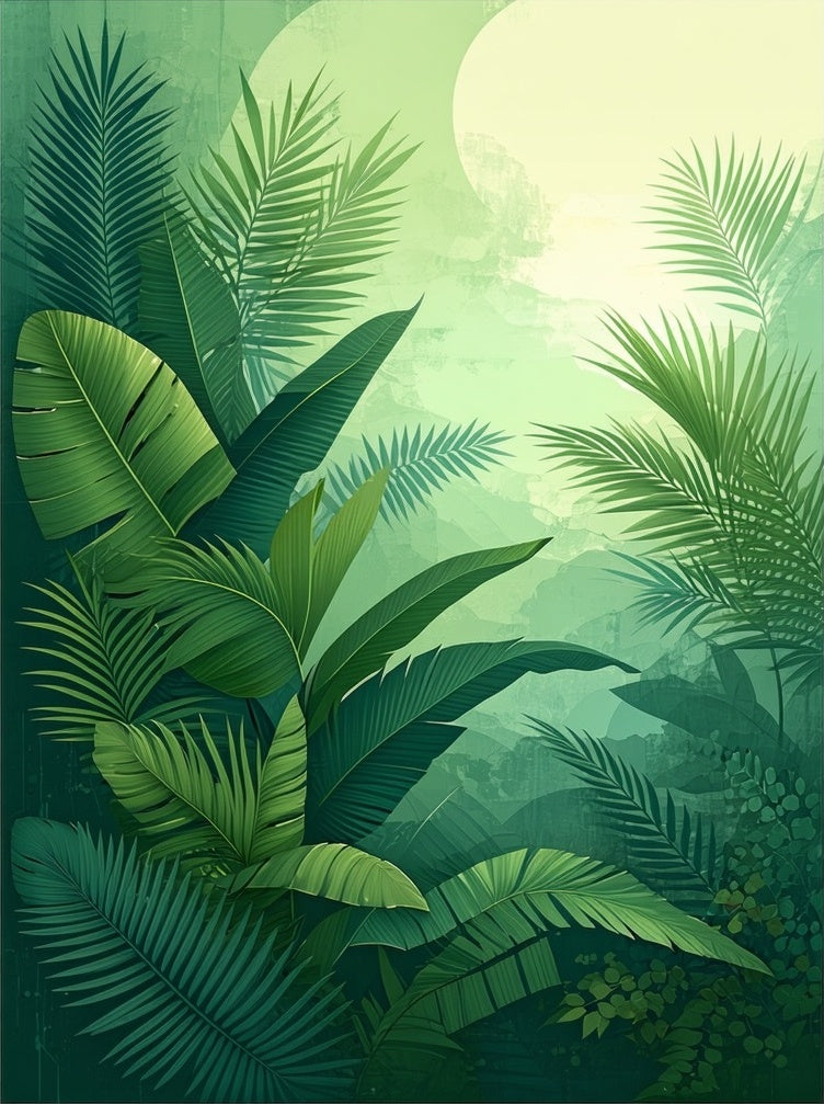Lush Tropical Leaf Pattern Rug