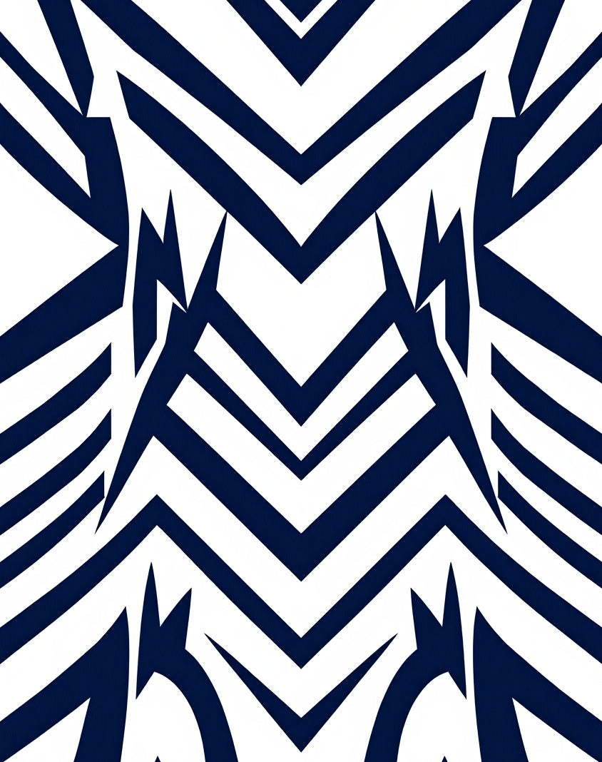 Bold Navy White Angular Design Rug