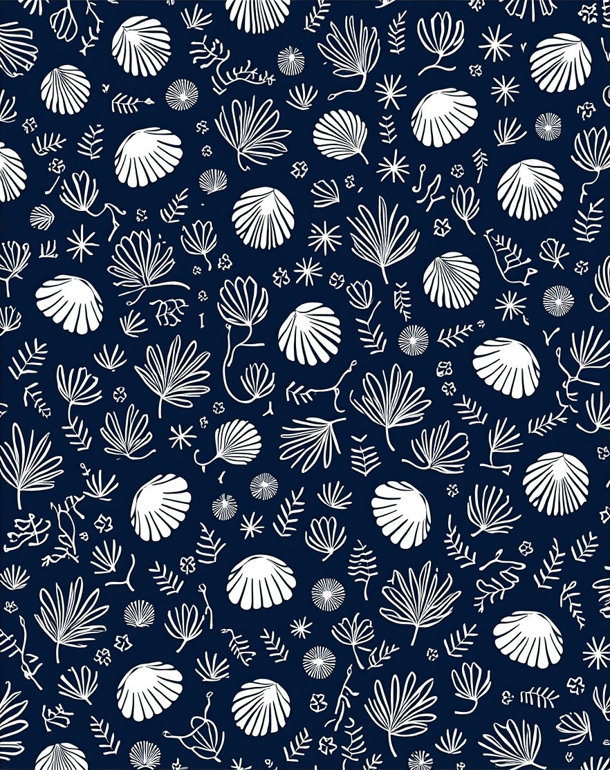 White Shell Leaf Pattern Rug