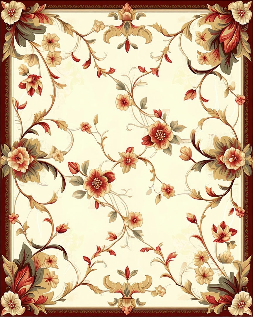 Elegant Floral Swirl Pattern Rug