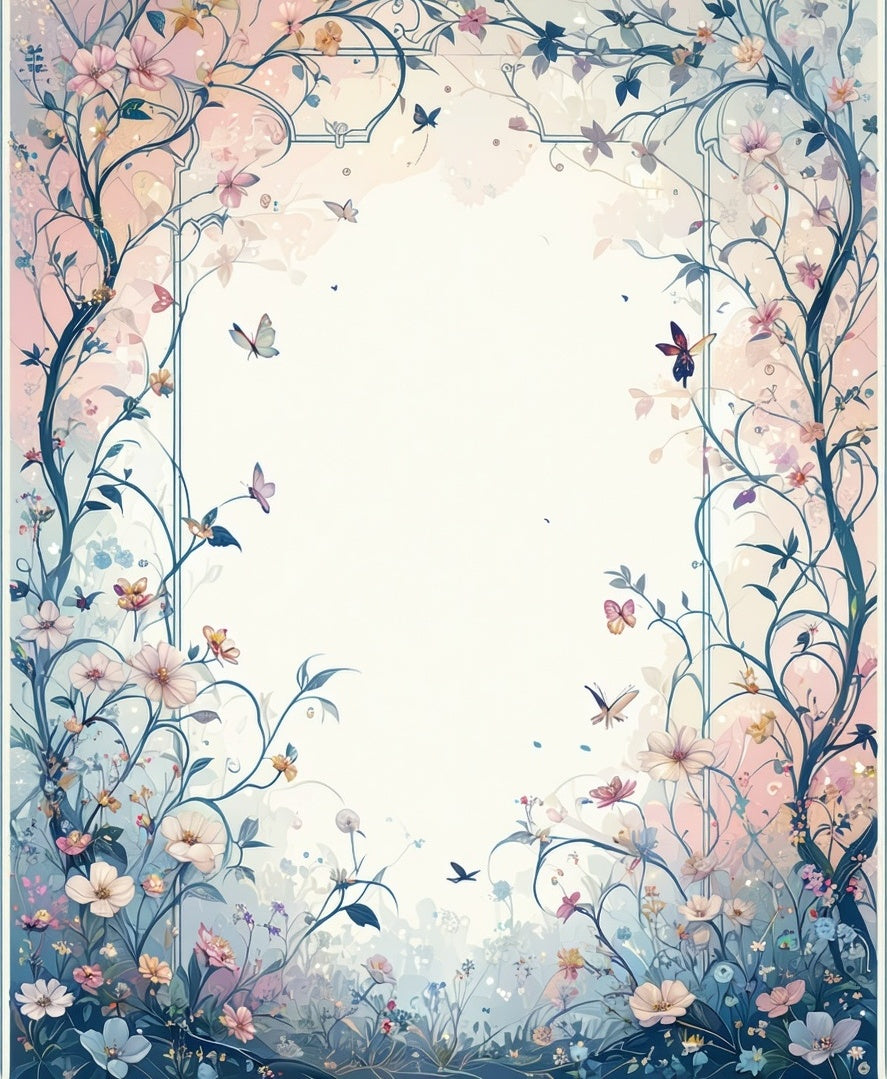 Whimsical Floral Vines With Butterflies Rug